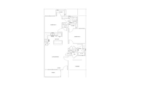 Floor plan for 2 beds, 2 baths, 1090 sqft